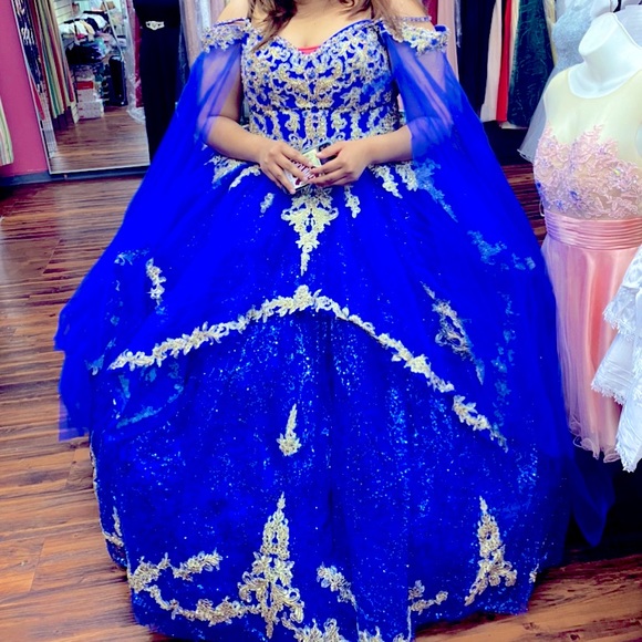 Corset Royal Blue and Gold Quinceañera Dress - Picture 1 of 1